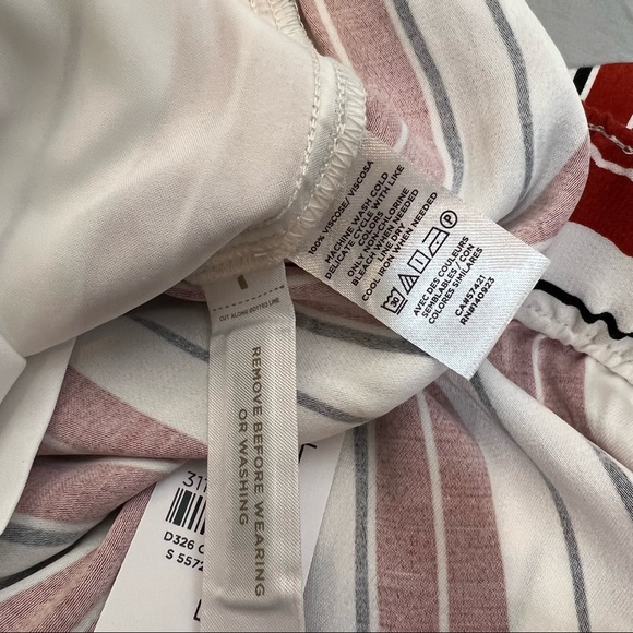 Loft Striped Wide Leg Trousers Red Wine White NWT - Picture 8 of 8